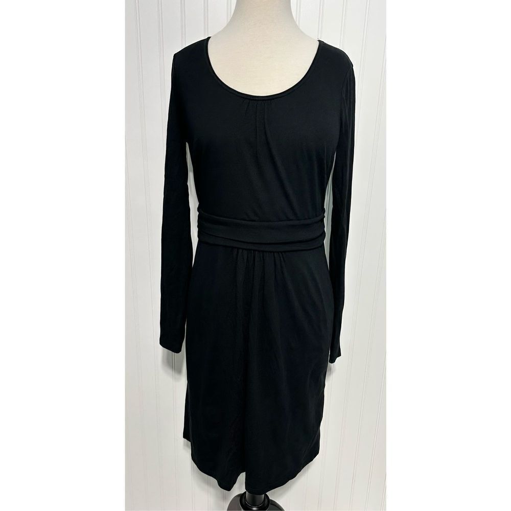 Boden Long Sleeve Sheath Mini Dress Cotton Accented Waist Pockets‎ Knit Black 10